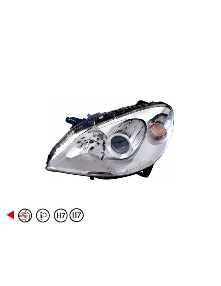 Phare gauche H7+H7 MERCEDES W245 classe B I phase 2 du 05/2008 au 10/2011