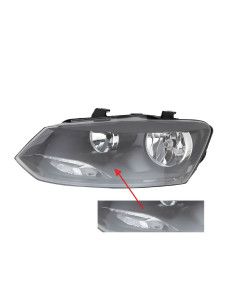 Phare gauche H7+H7 noir pour VOLKSWAGEN POLO V phase 2 3/5 portes de 04/2014 à 09/2017