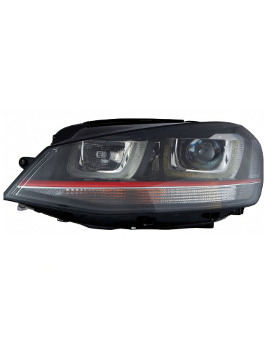 Phare gauche électrique avec feu de jour moteur LED et Xénon noir pour Volkswagen Golf 7 de 11/2012 à 01/2017